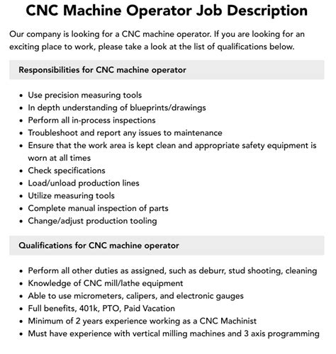 how to be a cnc machine operator|machine operator cnc job description.